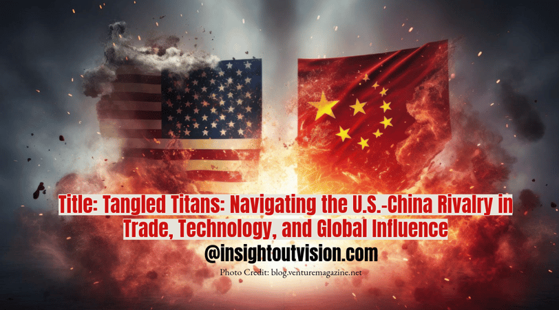 a flag with the words,'a tale of the us and china