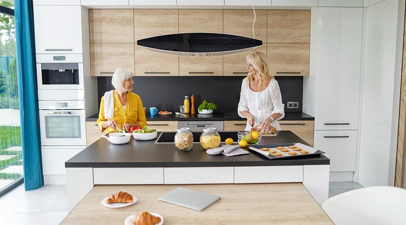 Beautiful modern flat panel kitchen with white flat panel appliances in Sunnyvale kitchen remodel