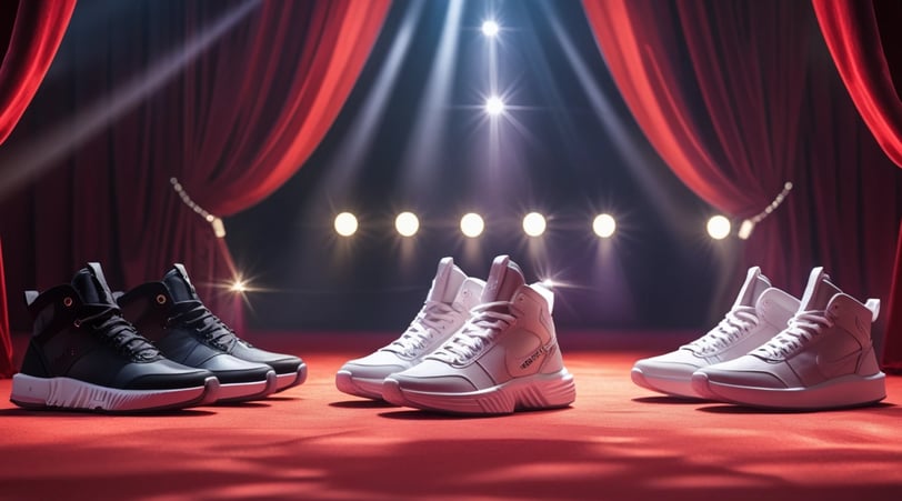 three pairs of sneakers in the red carpet
