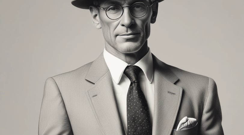 a cool middle aged man sitting on a bench in a park