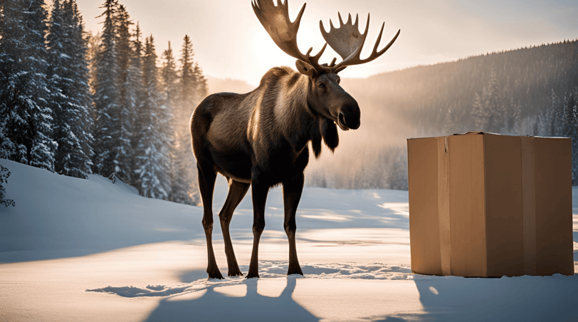 a moose wit a box