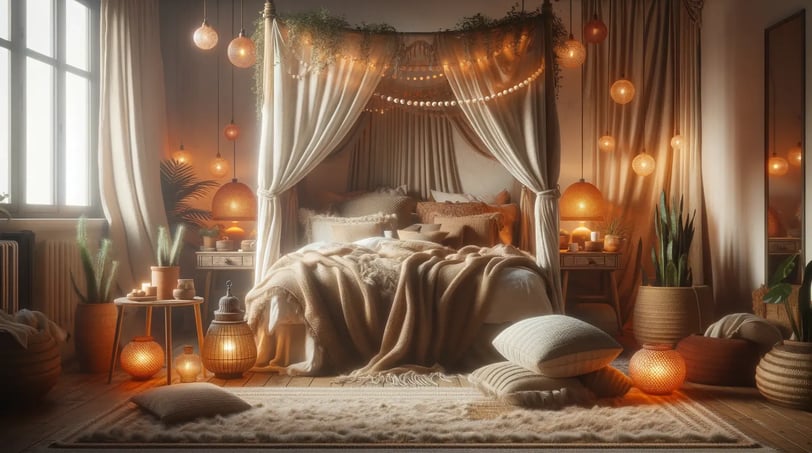 bohemian bedroom with lamp inspiration