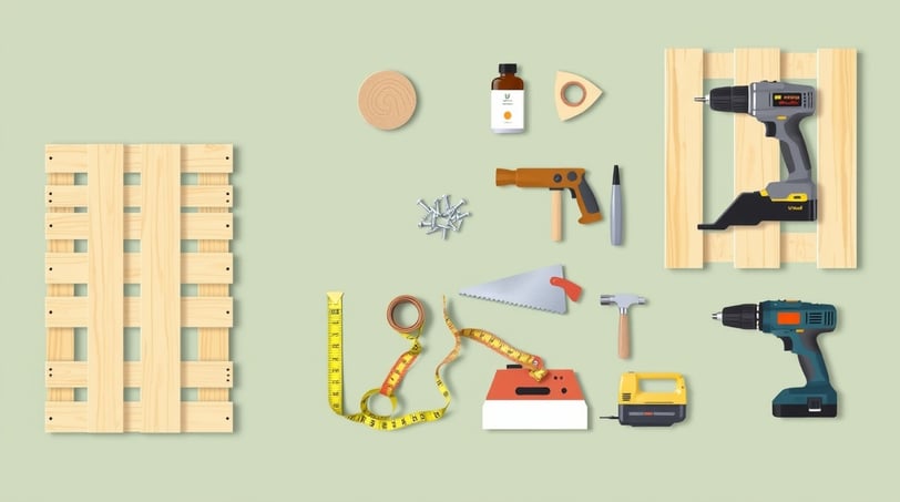 a variety of tools for a diy project and a pallet