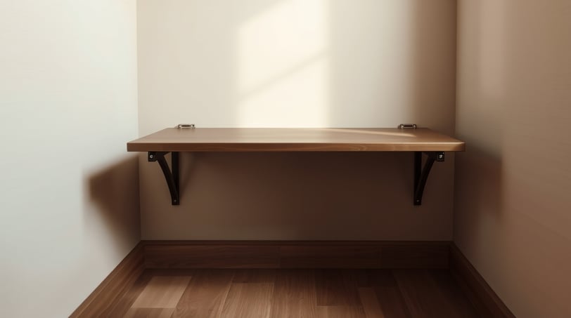 a wooden foldable wall desk