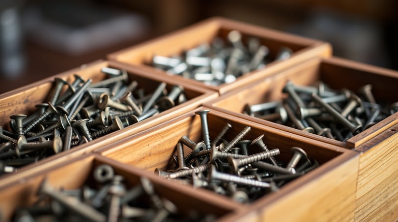 a wooden box with screws