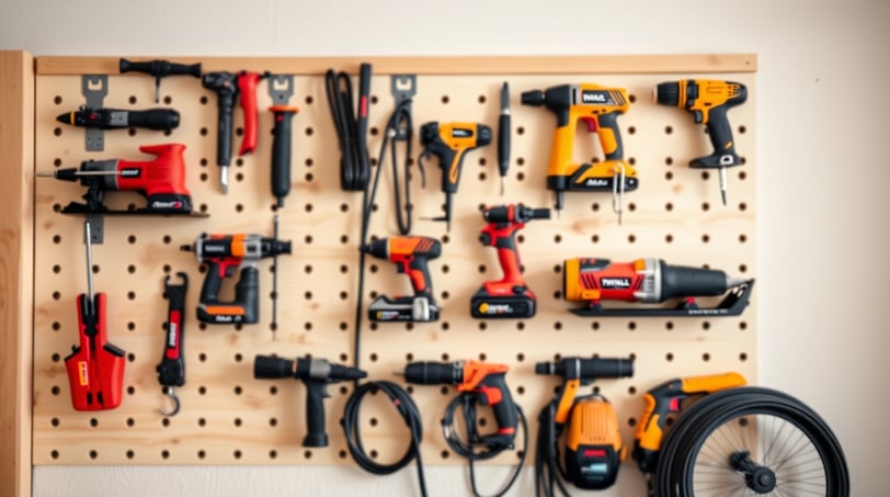 a wall mounted with tools on it
