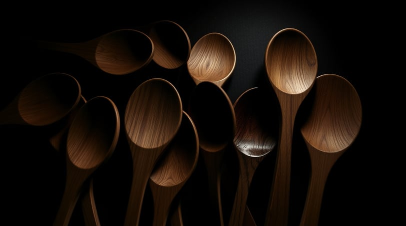 a bunch of wooden spoons