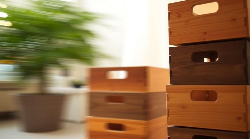 wooden stackable storage bins
