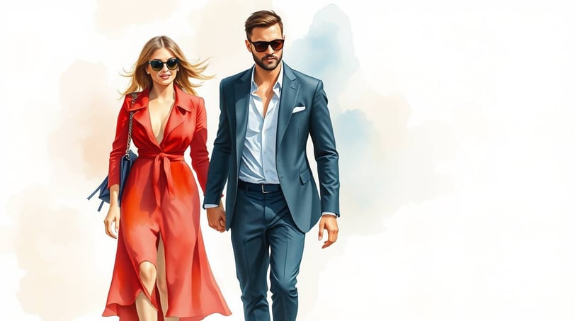 a man and woman walking down a street