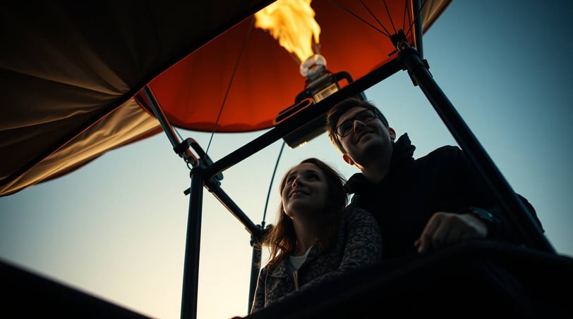 couple in a hot air balloon