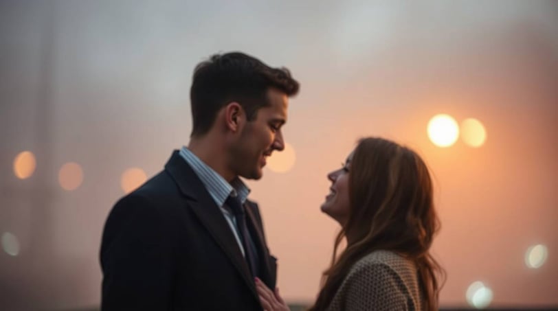 couple on smiling and looking at each other