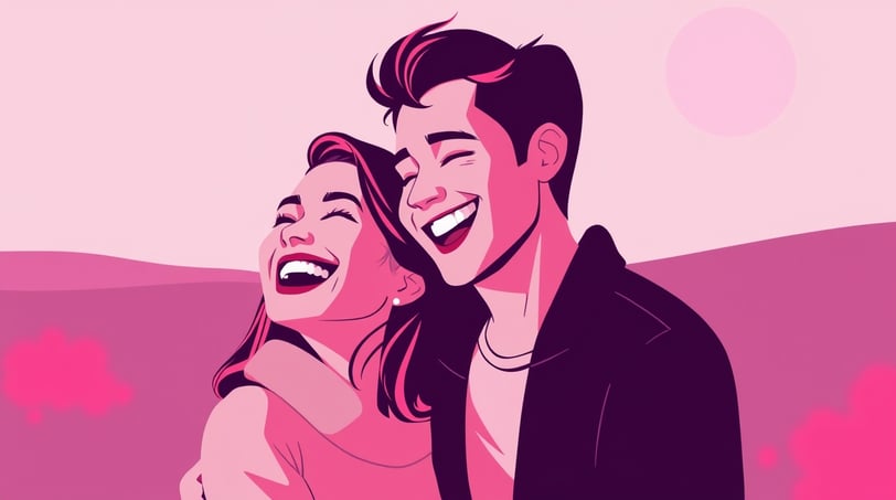 a man and woman are smiling and laughing