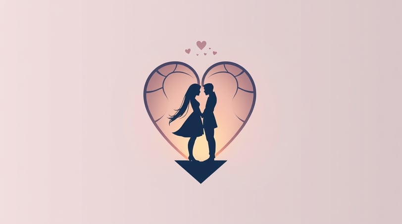 a couple standing in front of a heart shaped object