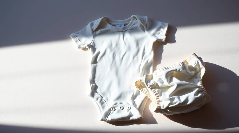 a baby's white onesuit with a diaper