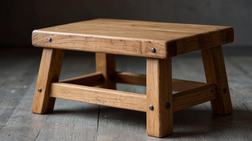 a wooden stepping stool