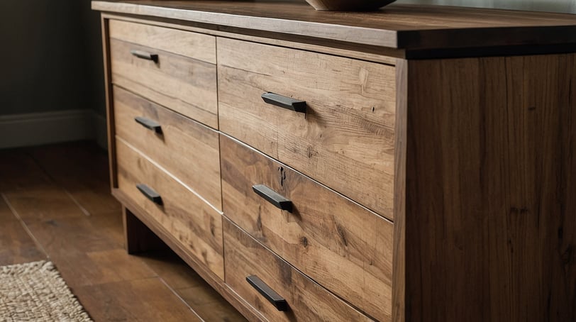 wooden dresser in a room
