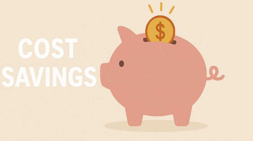 A graphic illustrating cost savings, like a piggy bank or dollar signs