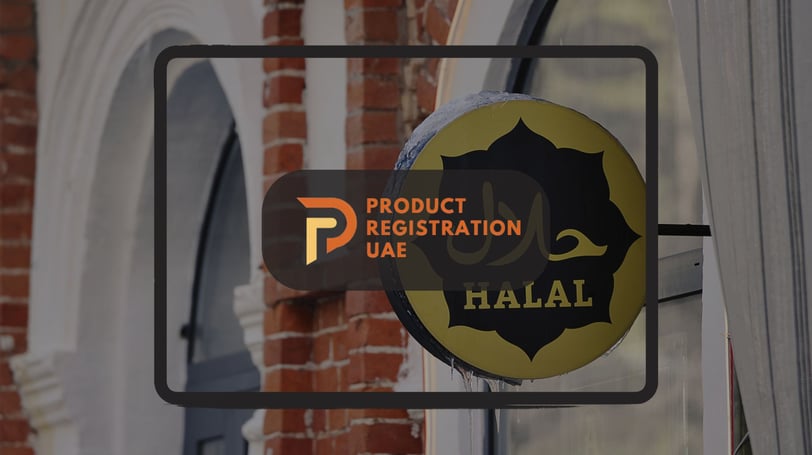 Halal certification behind Product Registration UAE Logo