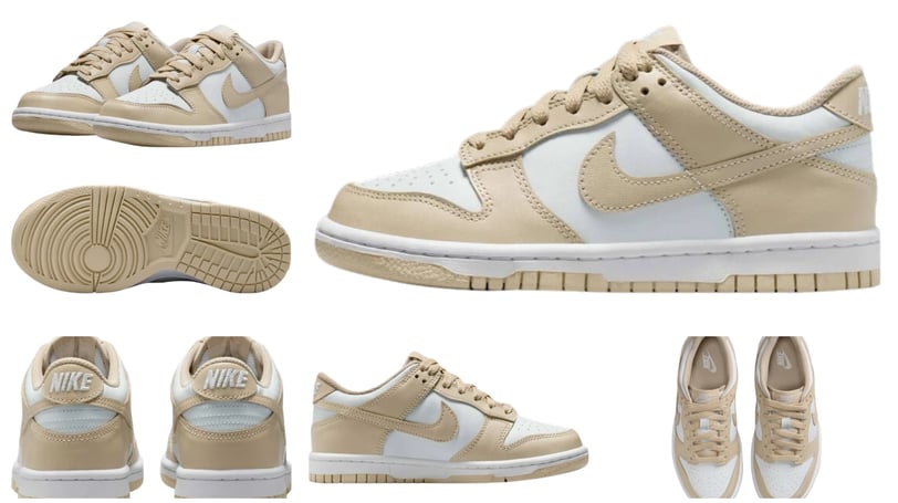 a collection of different sneakers, Nike Dunk Low Soft Pearl