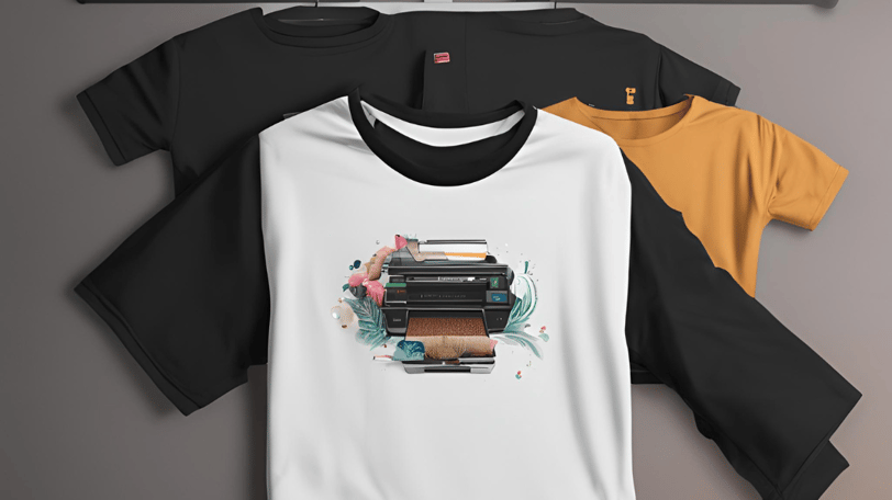 Heat press machine being used to fix a printed design onto a T-shirt, highlighting its role in T-shi
