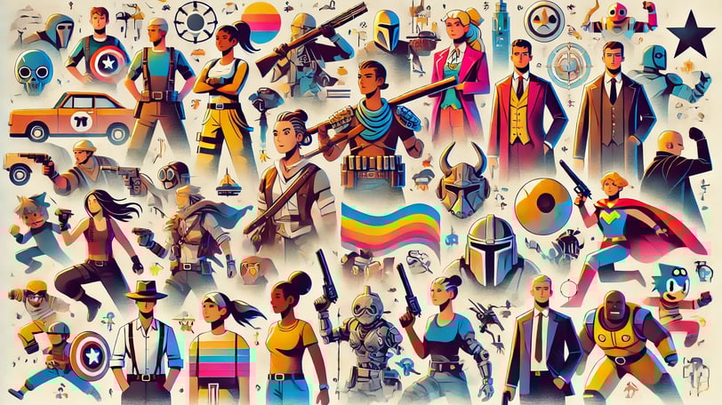 a bunch of different types of characters in a collage of various poses