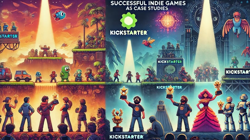 casos de sucesso de jogos indie com cenas de jogos premiados e o apoio de plataformas como Kickstart