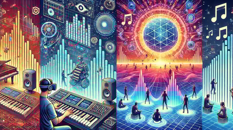Futuro das trilhas sonoras nos jogos, com IA, áudio 3D e música interativa em eventos online.