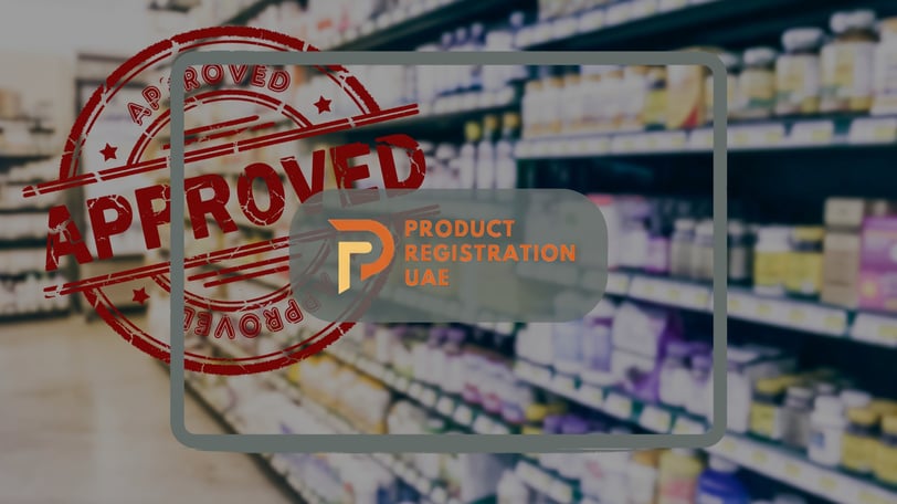 MOHAP supplement approval guide with product registration uae logo overlay