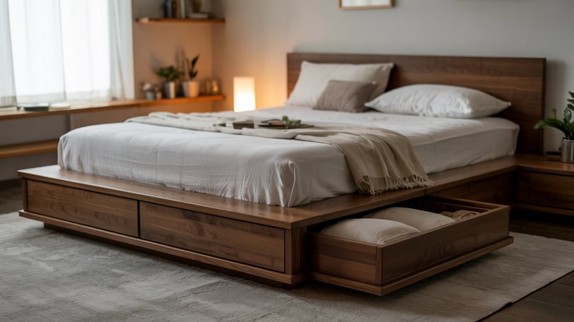 wooden platform bed
