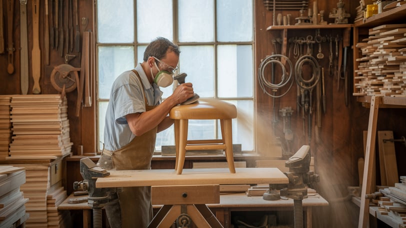 a man in a woodworking shop with a sawhorse