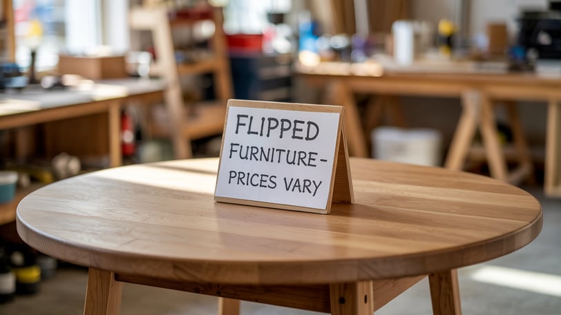 a sign that says flip top furniture