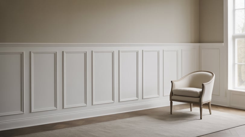 a chair in front of wall panels