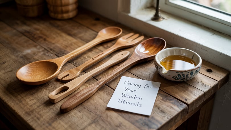 a wooden spoon with a notepad and wooden spoons