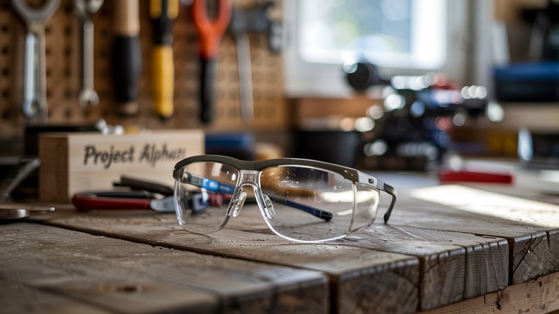 a pair of safety glasses