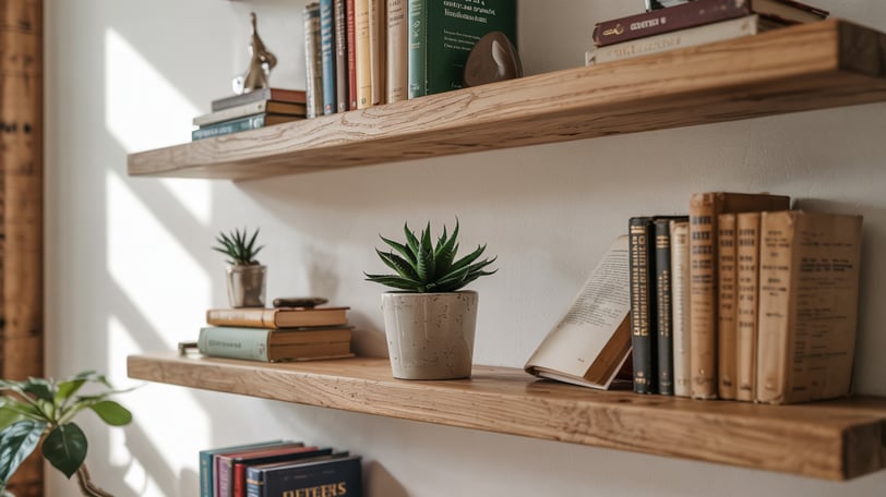 wooden floating shelves