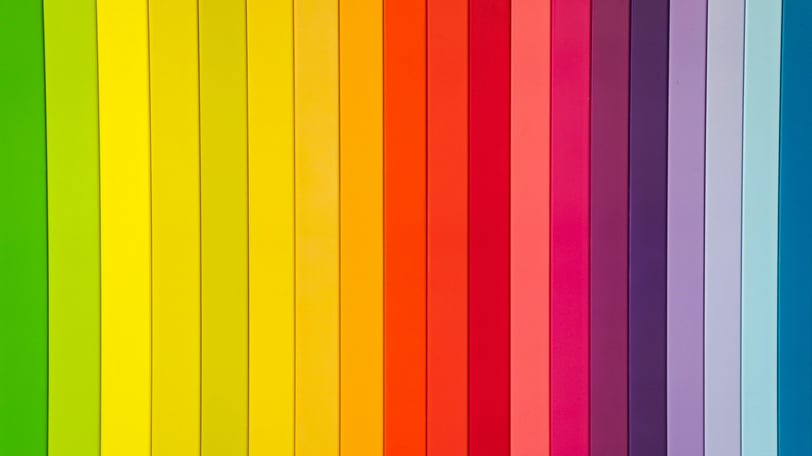 Stripes of a myriad of colours, arranged in order like a rainbow.