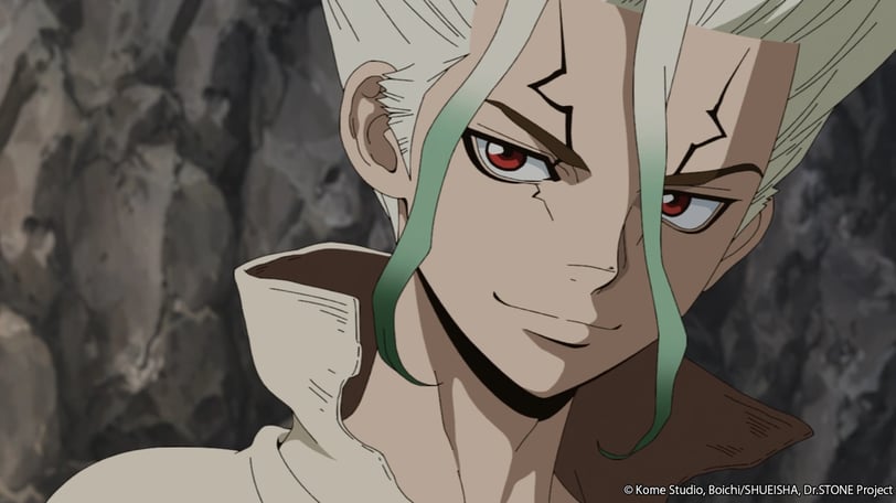 a man with white hair and green eyes