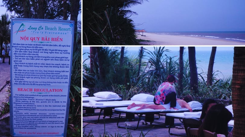 varias fotos da autora no lang co beach resort vietnam