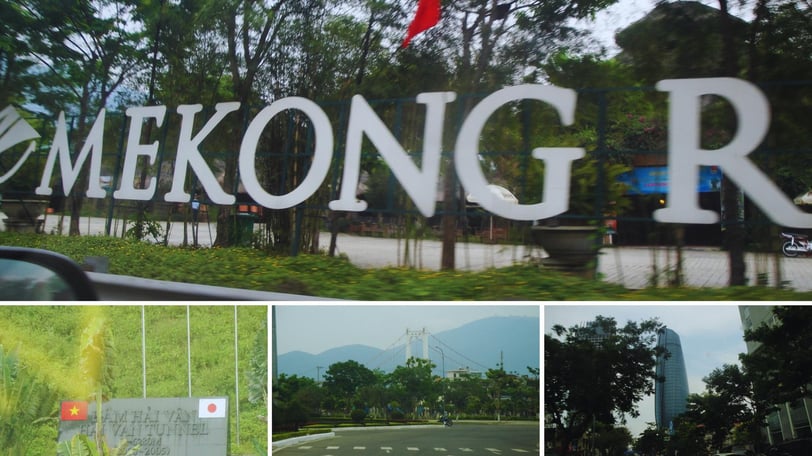 varias fotos da autora na estrada entre chan may e danang