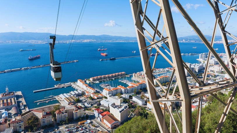 foto do teleférico em Gibraltar