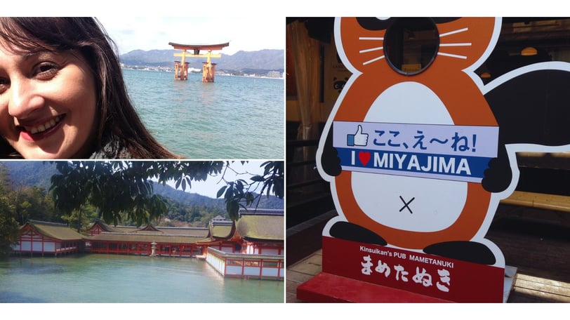 Foto da autora em Miyajima.