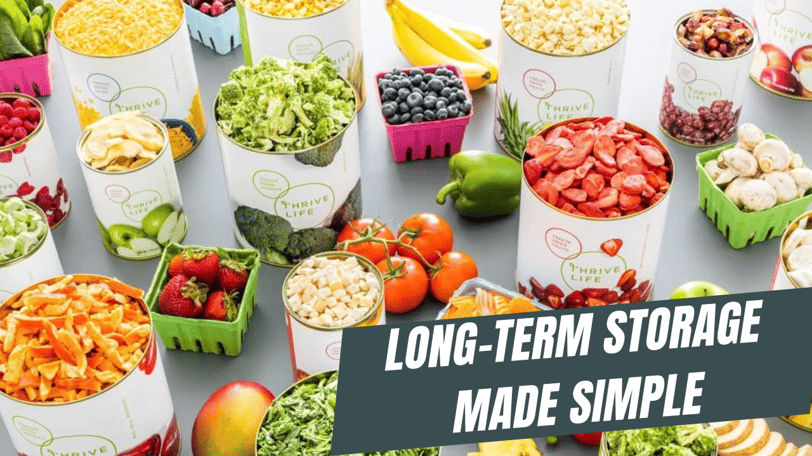 A of streamlined long-term storage, featuring thrive life freeze dried food and fresh