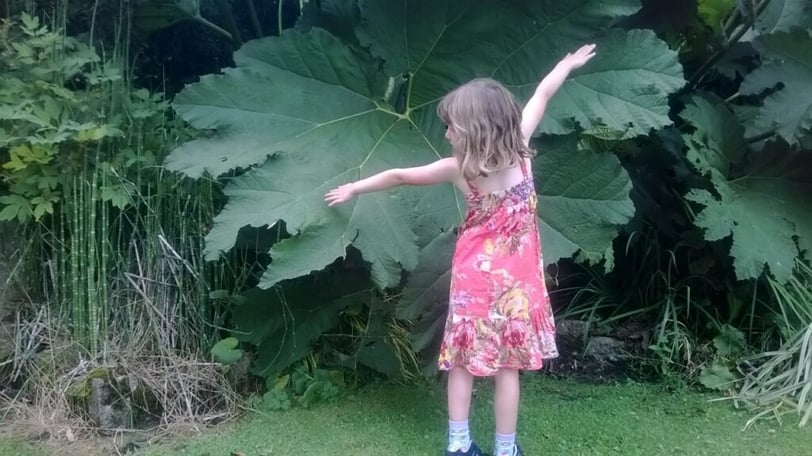 Girl and leaf