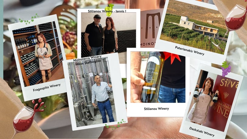 sommeliere holding a wine glass with pictures of people