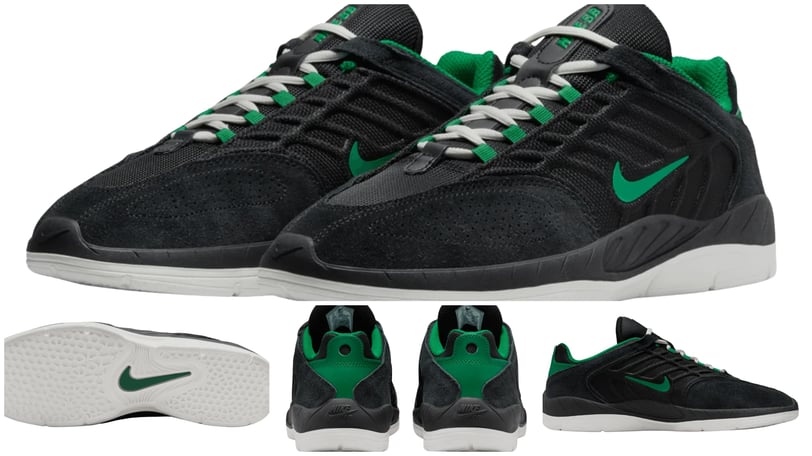 collage of black and green sneakers, Nike SB Vertebrae