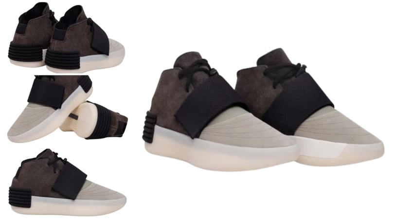 a pair of sneakers with a pair of shoes adidas  Fear of God Athletics