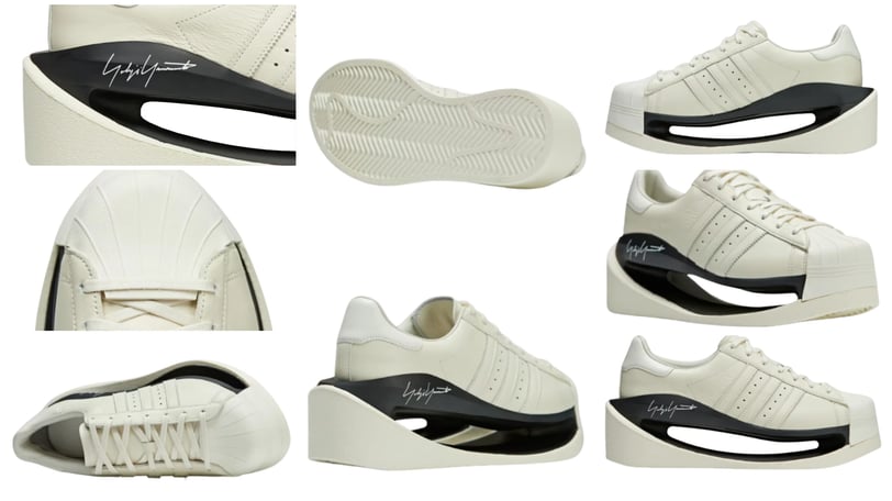 a collection of photos of a variety of sneakers adidas collab Yohji Yamamoto, Y-3 Gendo Superstar