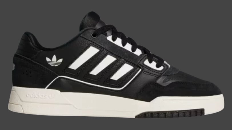 a black and white adidas sneakers with a white sole sole Drop Step Low 2.0