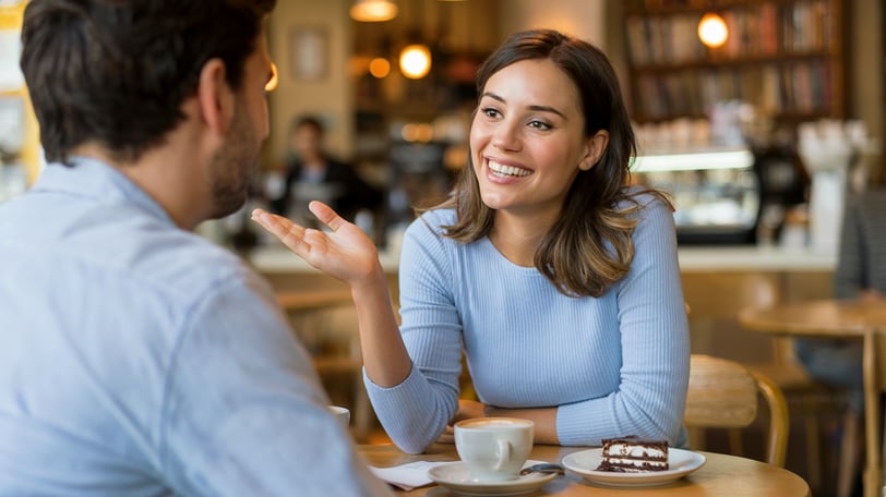a man and woman sitting at a table