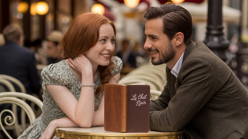 a man and woman sitting at a table